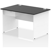 Impulse 1200mm Two-Tone Rectangular Desk with attached Pedestal, White Panel End Leg, Black