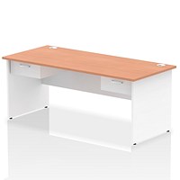 Impulse 1800mm Two-Tone Rectangular Desk with 2 attached Pedestals, White Panel End Leg, Beech