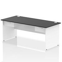 Impulse 1800mm Two-Tone Rectangular Desk with 2 attached Pedestals, White Panel End Leg, Black