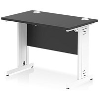 Impulse 1000mm Slim Rectangular Desk, White Cable Managed Leg, Black