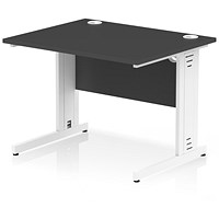 Impulse 1000mm Rectangular Desk, White Cable Managed Leg, Black