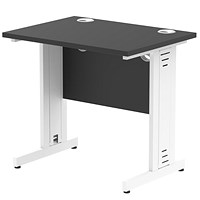 Impulse 800mm Slim Rectangular Desk, White Cable Managed Leg, Black