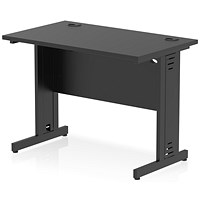 Impulse 1000mm Slim Rectangular Desk, Black Cable Managed Leg, Black