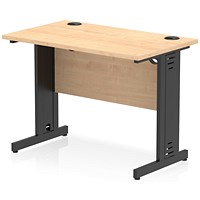 Impulse 1000mm Slim Rectangular Desk, Black Cable Managed Leg, Maple