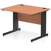 Impulse 1000mm Rectangular Desk, Black Cable Managed Leg, Beech