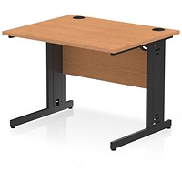 Impulse 1000mm Rectangular Desk, Black Cable Managed Leg, Oak