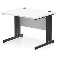 Impulse 1000mm Rectangular Desk, Black Cable Managed Leg, White