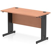 Impulse 1200mm Slim Rectangular Desk, Black Cable Managed Leg, Beech