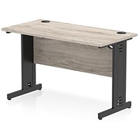 Impulse 1200mm Slim Rectangular Desk, Black Cable Managed Leg, Grey Oak