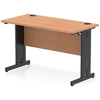 Impulse 1200mm Slim Rectangular Desk, Black Cable Managed Leg, Oak