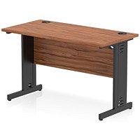 Impulse 1200mm Slim Rectangular Desk, Black Cable Managed Leg, Walnut