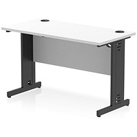 Impulse 1200mm Slim Rectangular Desk, Black Cable Managed Leg, White