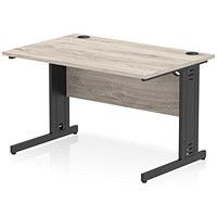 Impulse 1200mm Rectangular Desk, Black Cable Managed Leg, Grey Oak