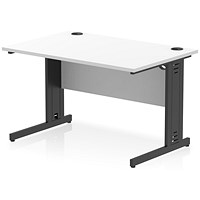 Impulse 1200mm Rectangular Desk, Black Cable Managed Leg, White