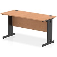 Impulse 1400mm Slim Rectangular Desk, Black Cable Managed Leg, Oak