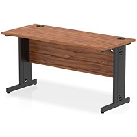 Impulse 1400mm Slim Rectangular Desk, Black Cable Managed Leg, Walnut