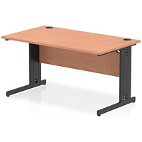 Impulse 1400mm Rectangular Desk, Black Cable Managed Leg, Beech