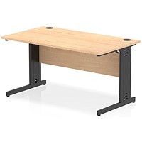 Impulse 1400mm Rectangular Desk, Black Cable Managed Leg, Maple