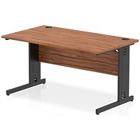 Impulse 1400mm Rectangular Desk, Black Cable Managed Leg, Walnut