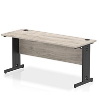 Impulse 1600mm Slim Rectangular Desk, Black Cable Managed Leg, Grey Oak