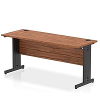 Impulse 1600mm Slim Rectangular Desk, Black Cable Managed Leg, Walnut