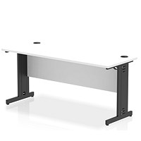 Impulse 1600mm Slim Rectangular Desk, Black Cable Managed Leg, White