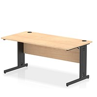 Impulse 1600mm Rectangular Desk, Black Cable Managed Leg, Maple