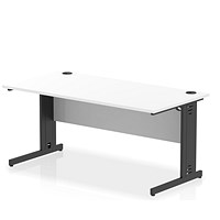 Impulse 1600mm Rectangular Desk, Black Cable Managed Leg, White