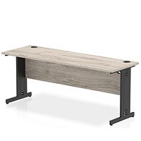 Impulse 1800mm Slim Rectangular Desk, Black Cable Managed Leg, Grey Oak