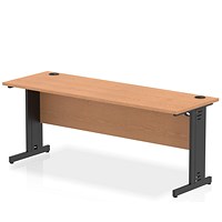 Impulse 1800mm Slim Rectangular Desk, Black Cable Managed Leg, Oak