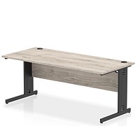 Impulse 1800mm Rectangular Desk, Black Cable Managed Leg, Grey Oak