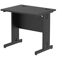 Impulse 800mm Slim Rectangular Desk, Black Cable Managed Leg, Black