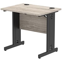 Impulse 800mm Slim Rectangular Desk, Black Cable Managed Leg, Grey Oak