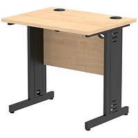 Impulse 800mm Slim Rectangular Desk, Black Cable Managed Leg, Maple