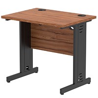 Impulse 800mm Slim Rectangular Desk, Black Cable Managed Leg, Walnut