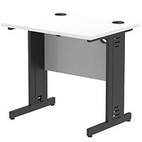 Impulse 800mm Slim Rectangular Desk, Black Cable Managed Leg, White