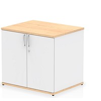 Impulse Two-Tone Desk High Cupboard, 1 Shelf, 730mm High, Maple and White