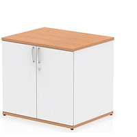 Impulse Two-Tone Desk High Cupboard, 1 Shelf, 730mm High, Oak and White