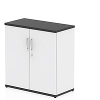 Impulse Two-Tone Low Cupboard, 1 Shelf, 800mm High, Black and White