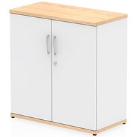 Impulse Two-Tone Low Cupboard, 1 Shelf, 800mm High, Maple and White