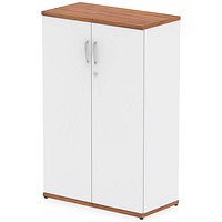 Impulse Two-Tone Medium Cupboard, 2 Shelves, 1200mm High, Walnut and White