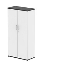 Impulse Two-Tone Tall Cupboard, 3 Shelves, 1600mm High, Black and White