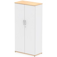 Impulse Two-Tone Tall Cupboard, 3 Shelves, 1600mm High, Maple and White
