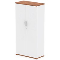 Impulse Two-Tone Tall Cupboard, 3 Shelves, 1600mm High, Walnut and White