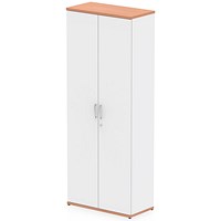 Impulse Two-Tone Extra Tall Cupboard, 4 Shelves, 2000mm High, Beech and White