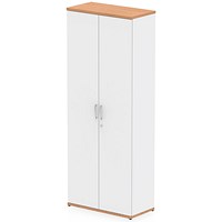 Impulse Two-Tone Extra Tall Cupboard, 4 Shelves, 2000mm High, Oak and White