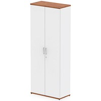 Impulse Two-Tone Extra Tall Cupboard, 4 Shelves, 2000mm High, Walnut and White