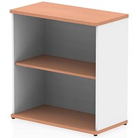 Impulse Two-Tone Low Bookcase, 1 Shelf, 800mm High, Beech and White