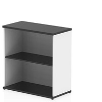 Impulse Two-Tone Low Bookcase, 1 Shelf, 800mm High, Black and White