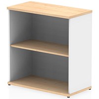 Impulse Two-Tone Low Bookcase, 1 Shelf, 800mm High, Maple and White